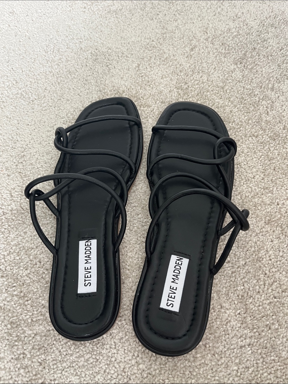 Steve Madden Black Multi-Strap Slide Sandals
